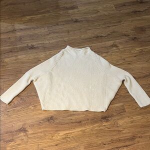Zara Cream Ribbed Turtleneck Sweater